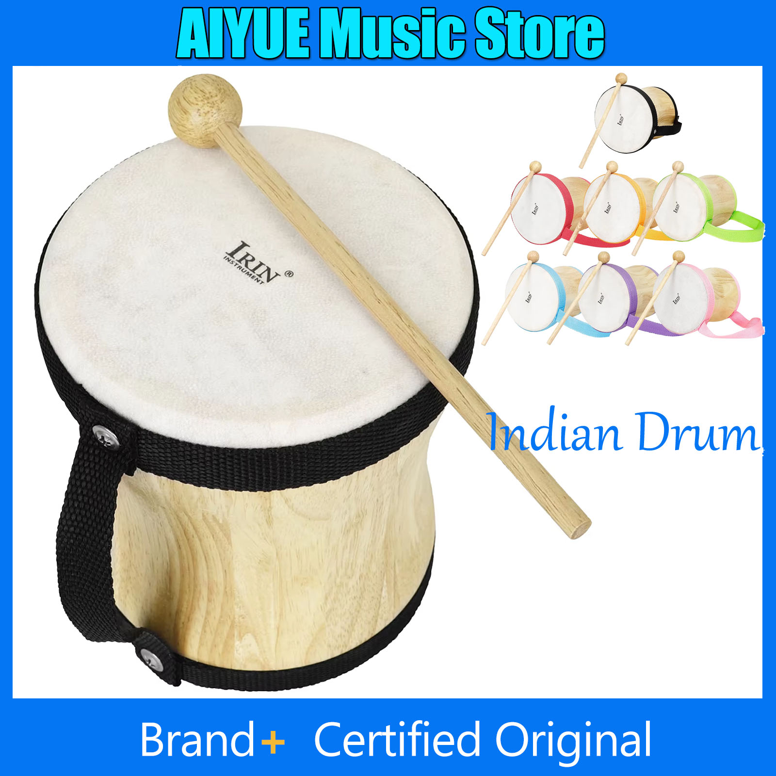 Musical Instrument Indian - Индийский барабан IRIN, деревянный, с мембраной