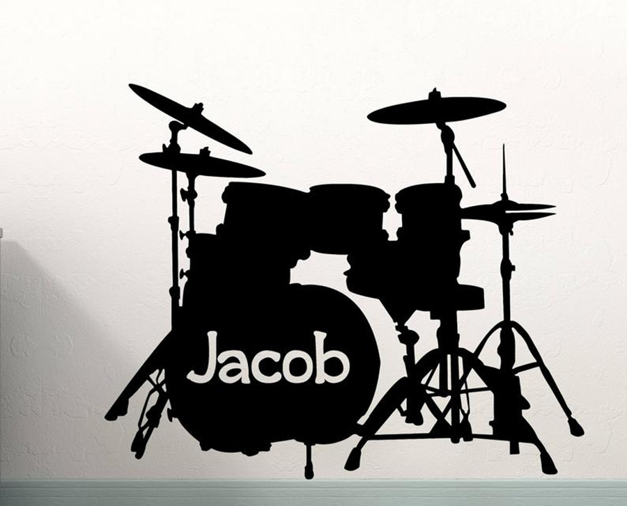 Musical Instrument And Names - Набор настенных наклеек для барабанов, Виниловая